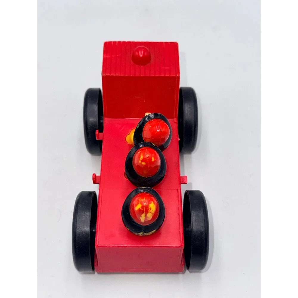 Vintage Fire Truck Toy Red Fair Retro Smiling Face Firefighters Toy Ringing Bell